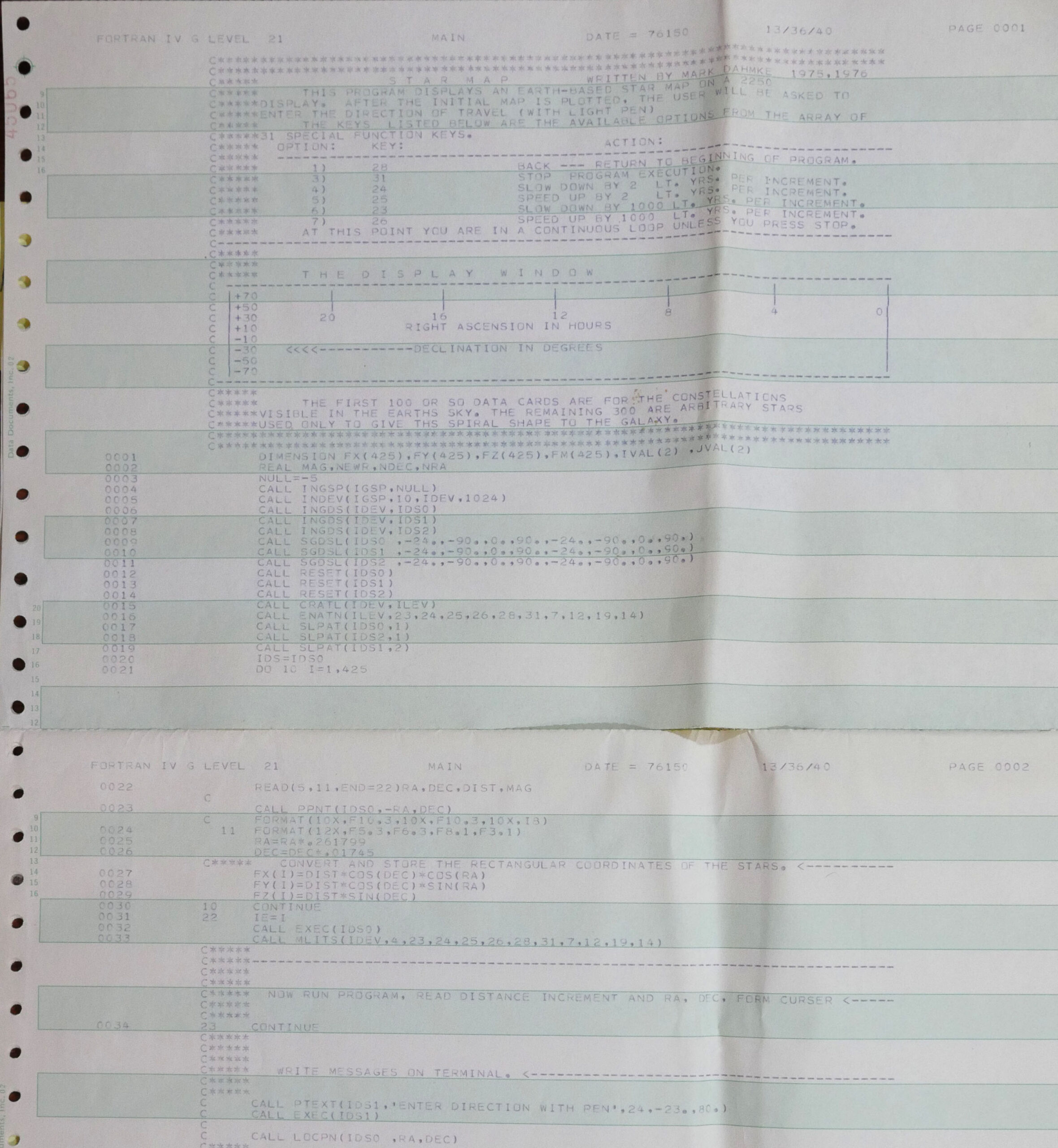 1976 starmap printout